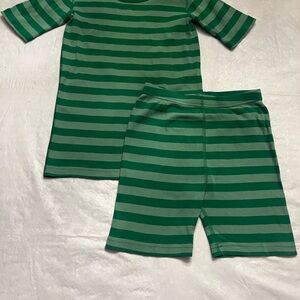 Hanna Andersson Green Striped Kids Pajama Set